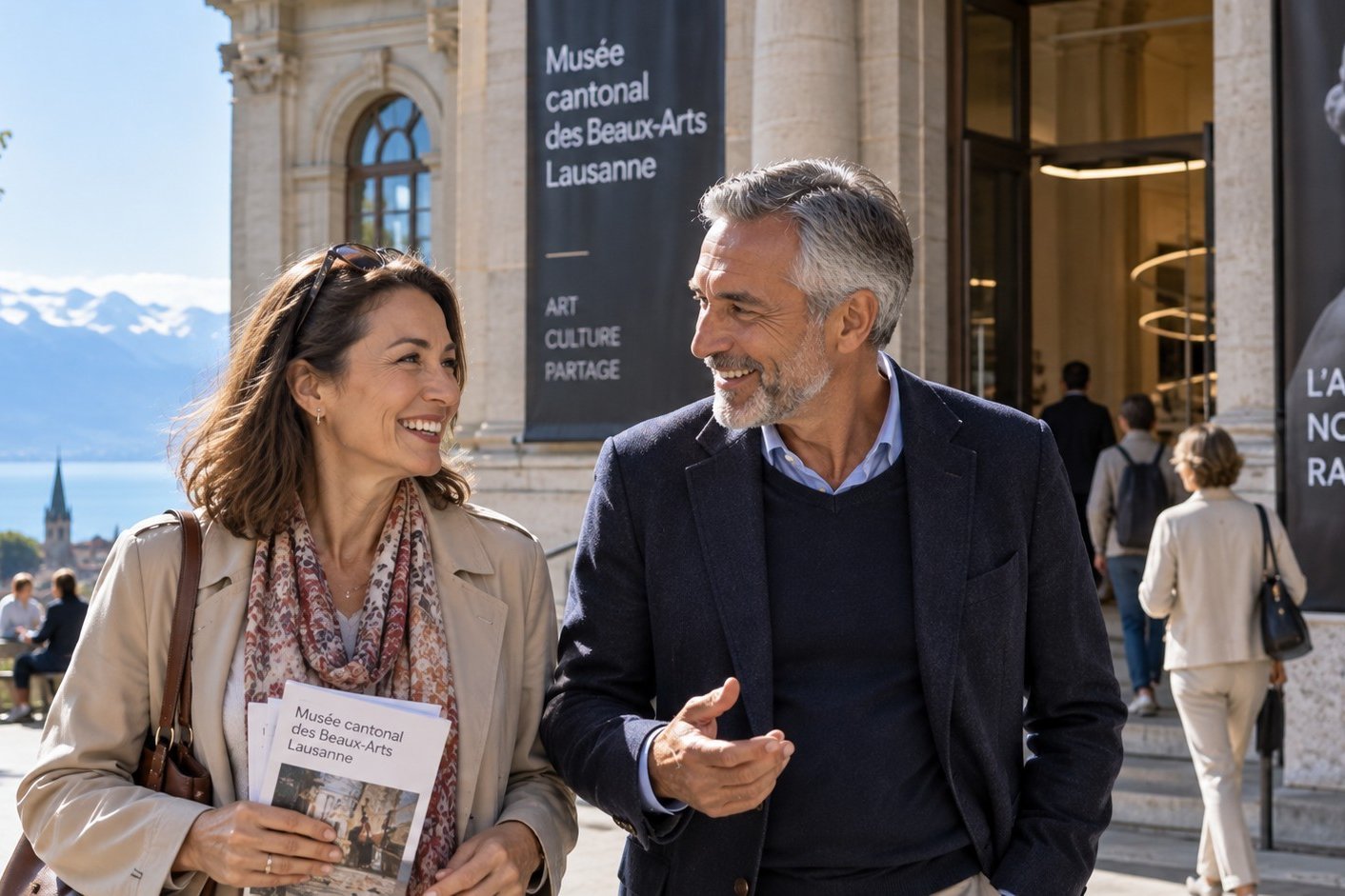 Personnes de plus de 50 ans échangeant lors d’une sortie culturelle à Lausanne